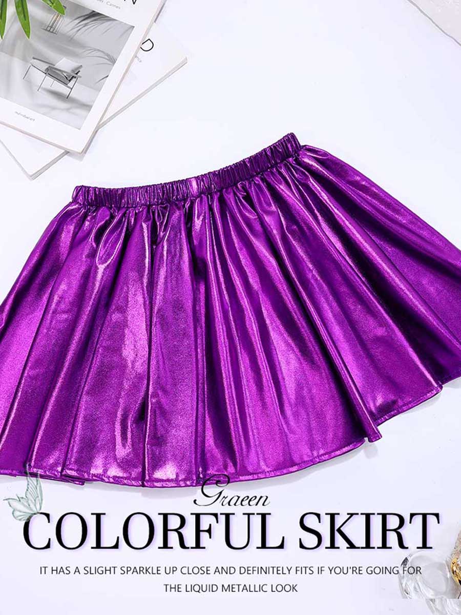 Purple Reflective A-Line Skirt - Image 7