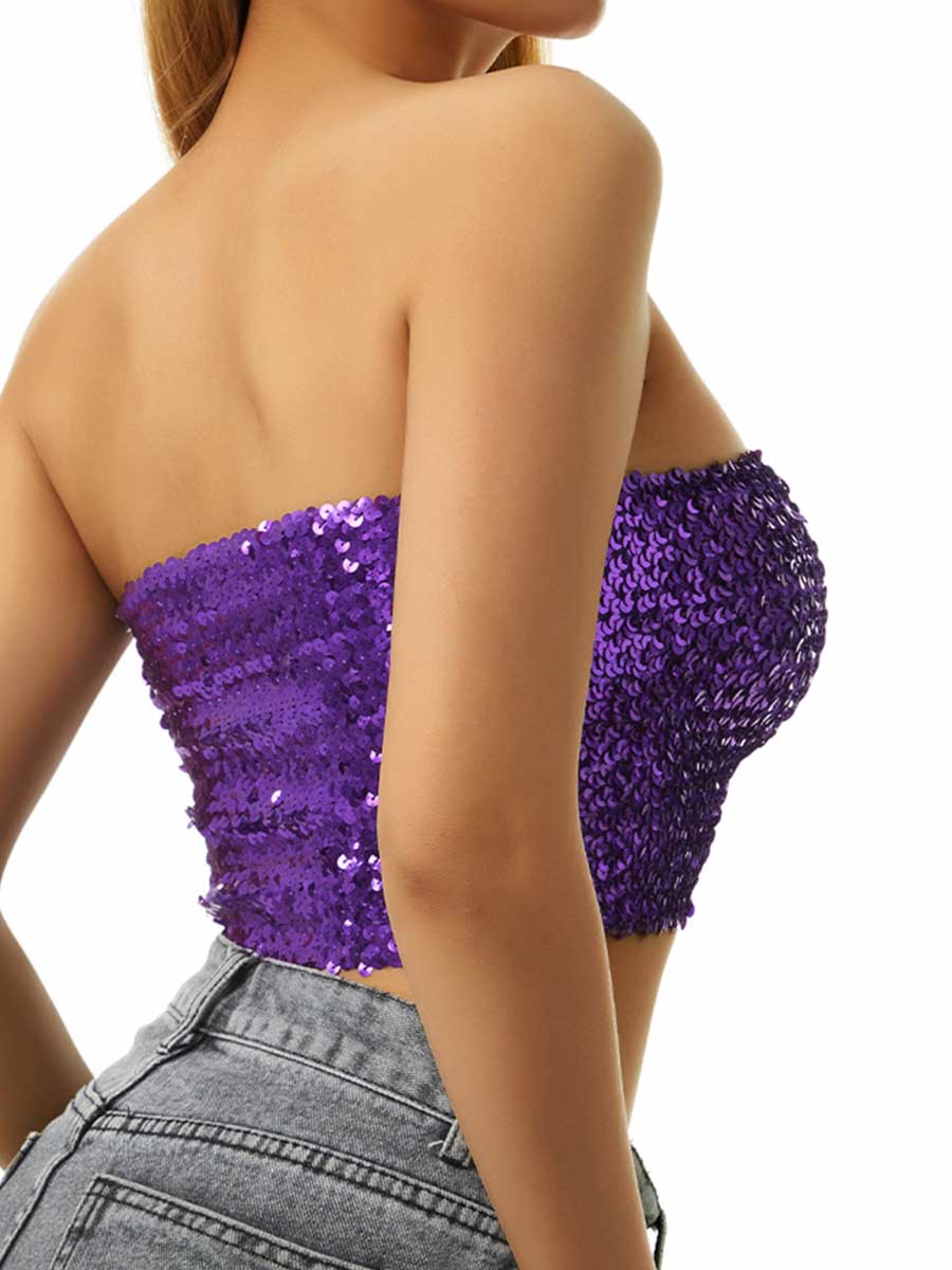 Purple Sequin Tube Top - Image 3