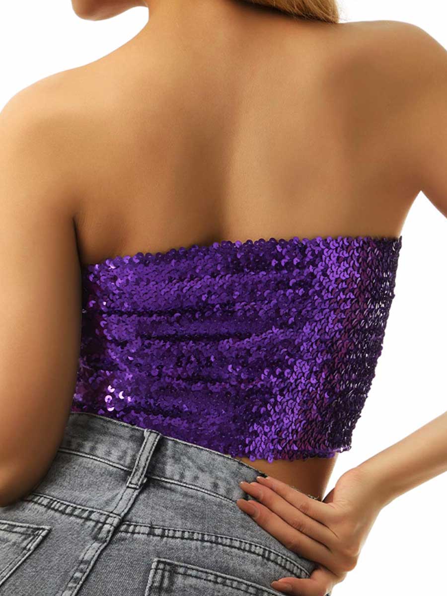 Purple Sequin Tube Top - Image 5