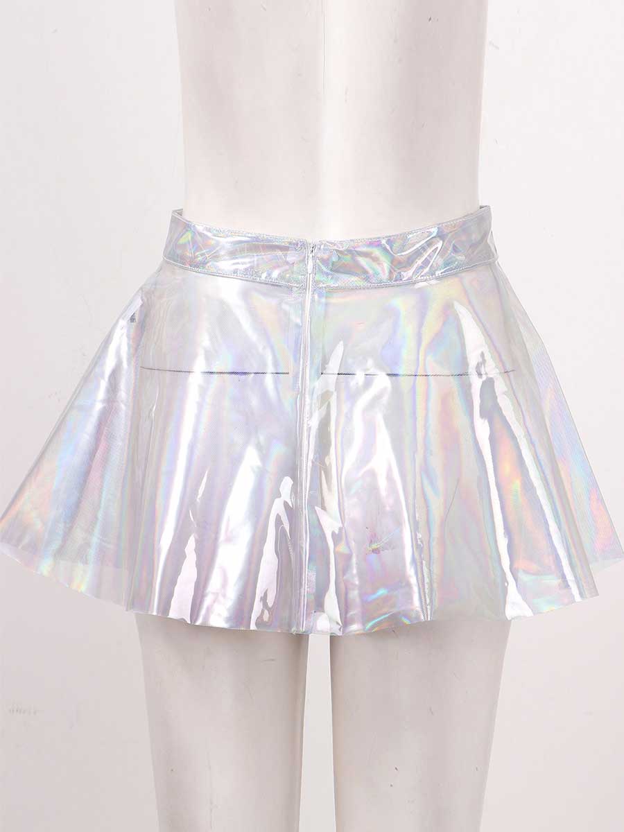 PVC Holographic Reflective Transparent Skirt - Image 3