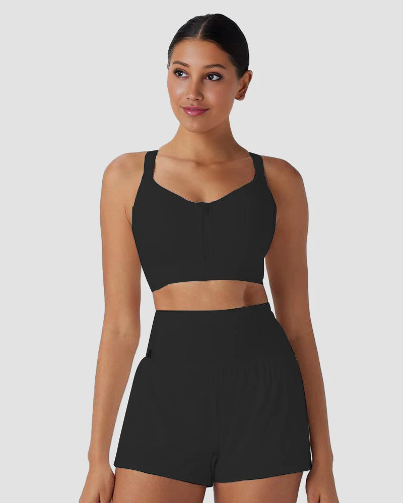 Quick-Dry Zipper Push-Up Sports Bra with Adjustable Buckle - Image 10