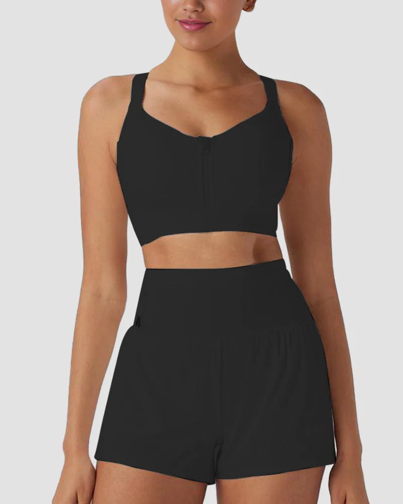 Quick-Dry Zipper Push-Up Sports Bra with Adjustable Buckle - Image 13