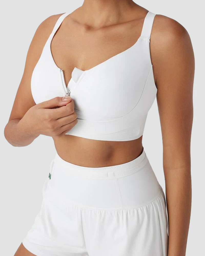 Quick-Dry Zipper Push-Up Sports Bra with Adjustable Buckle - Image 5