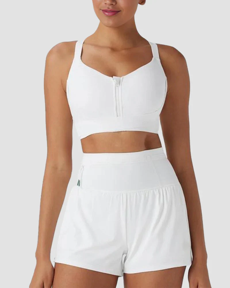 Quick-Dry Zipper Push-Up Sports Bra with Adjustable Buckle - Image 8