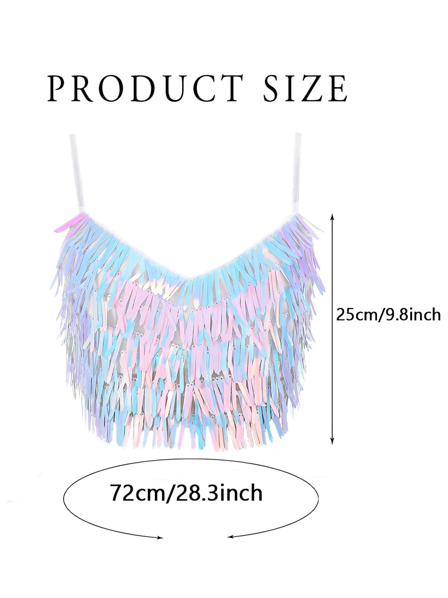 Rainbow Sequin Tassel Cropped Top - Image 7
