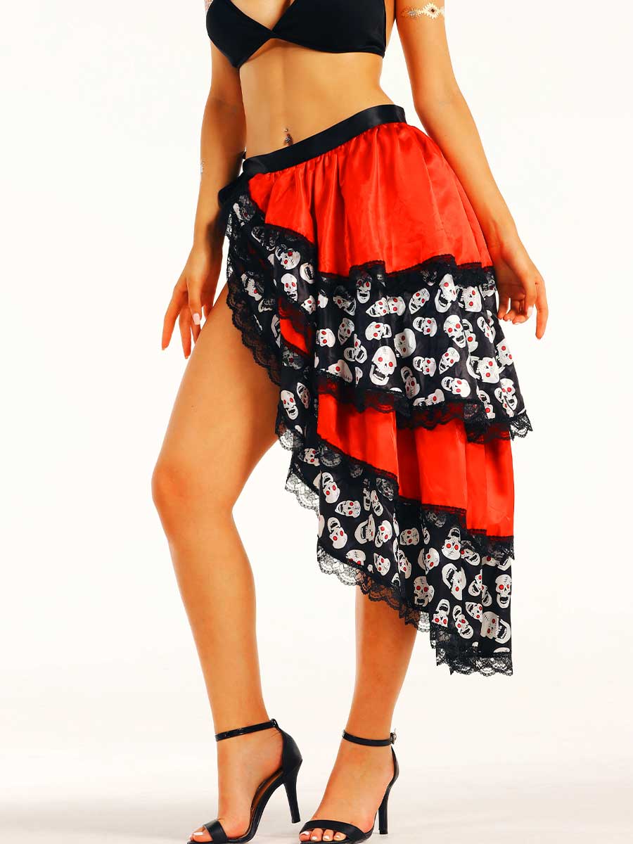 Red and Black Skull Side Slit Skirt - Image 2