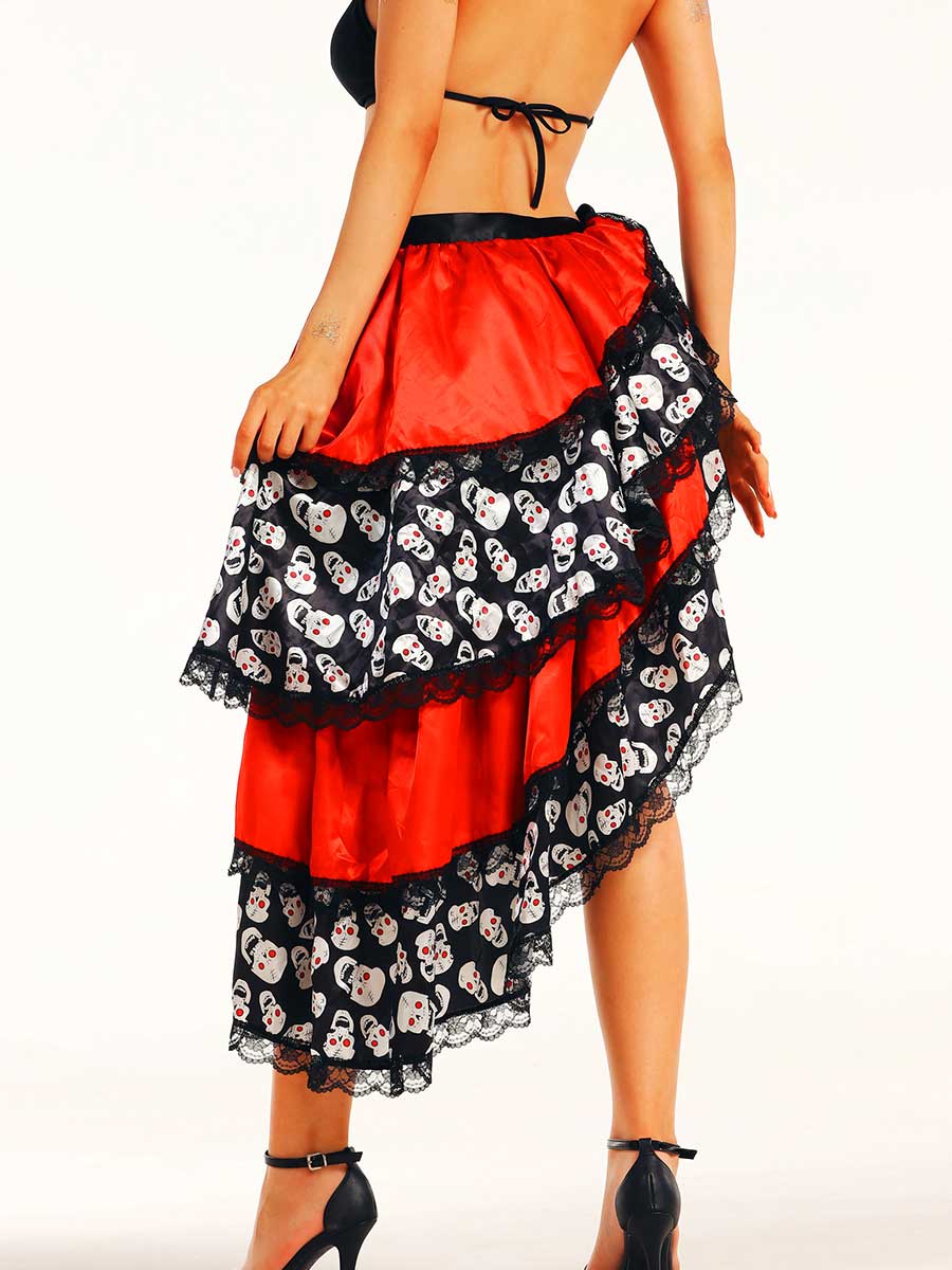 Red and Black Skull Side Slit Skirt - Image 3