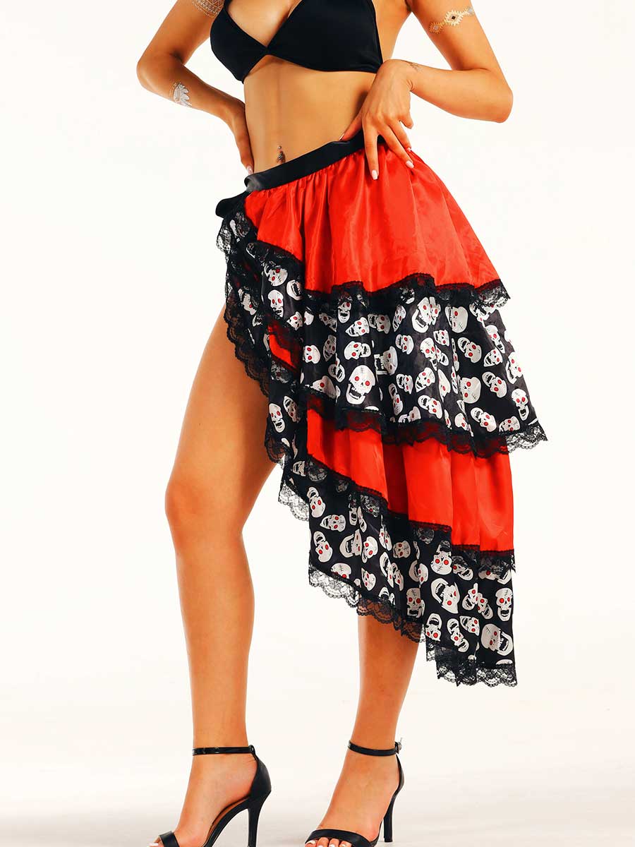 Red and Black Skull Side Slit Skirt - Image 5