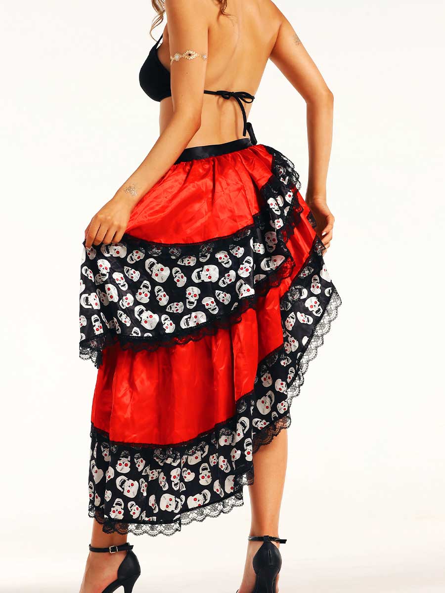 Red and Black Skull Side Slit Skirt - Image 6
