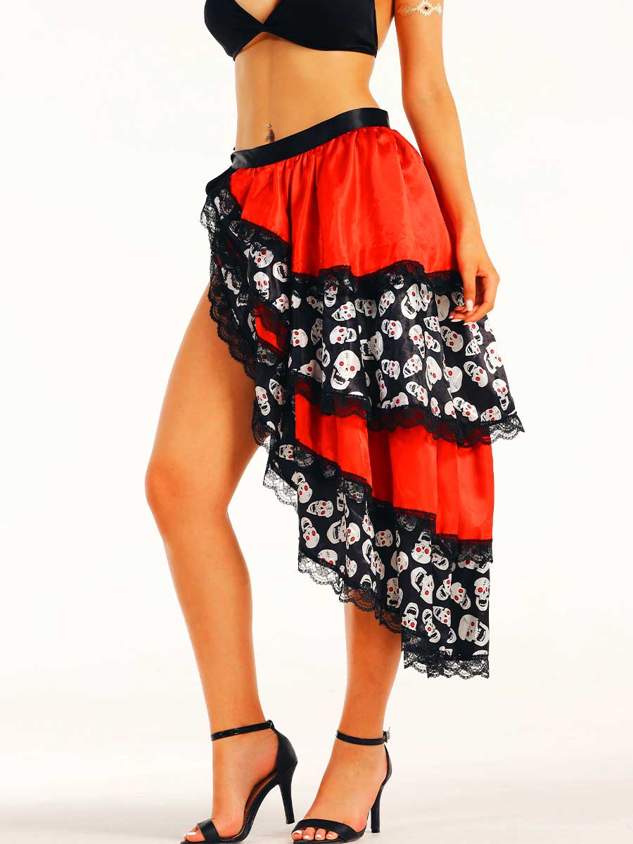 Red and Black Skull Side Slit Skirt - Image 7