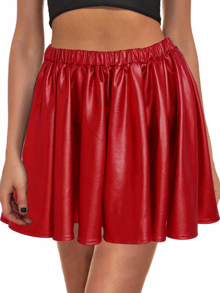 Red Reflective Pleated Skirt - Image 2