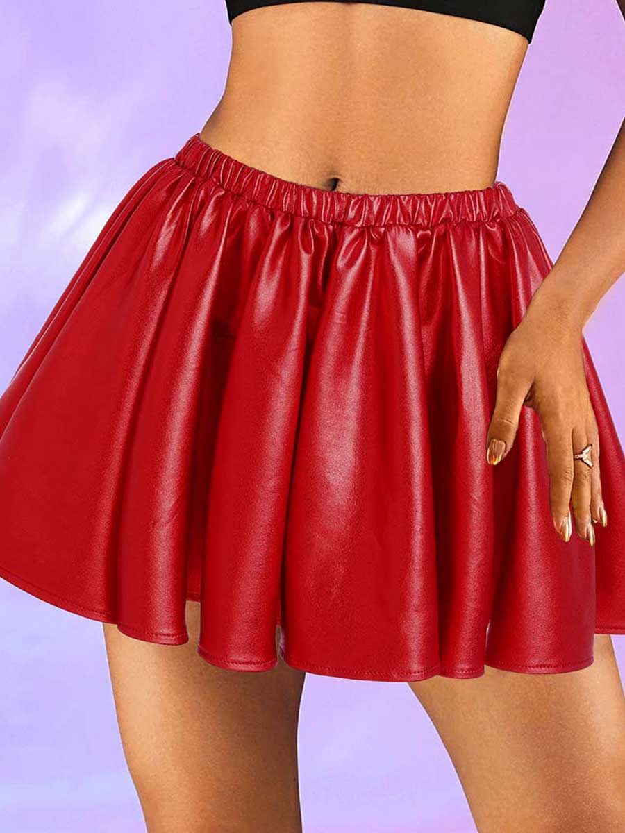 Red Reflective Pleated Skirt - Image 4