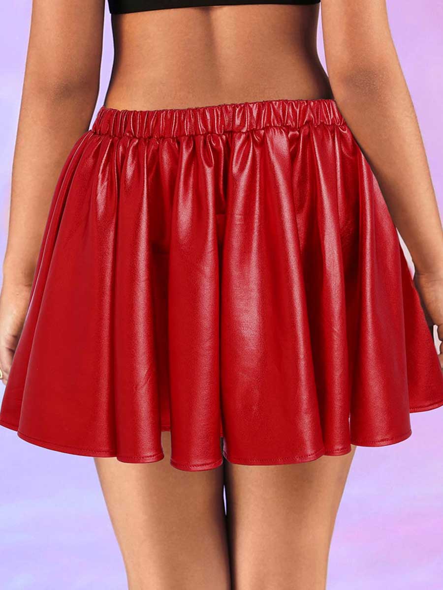 Red Reflective Pleated Skirt - Image 5