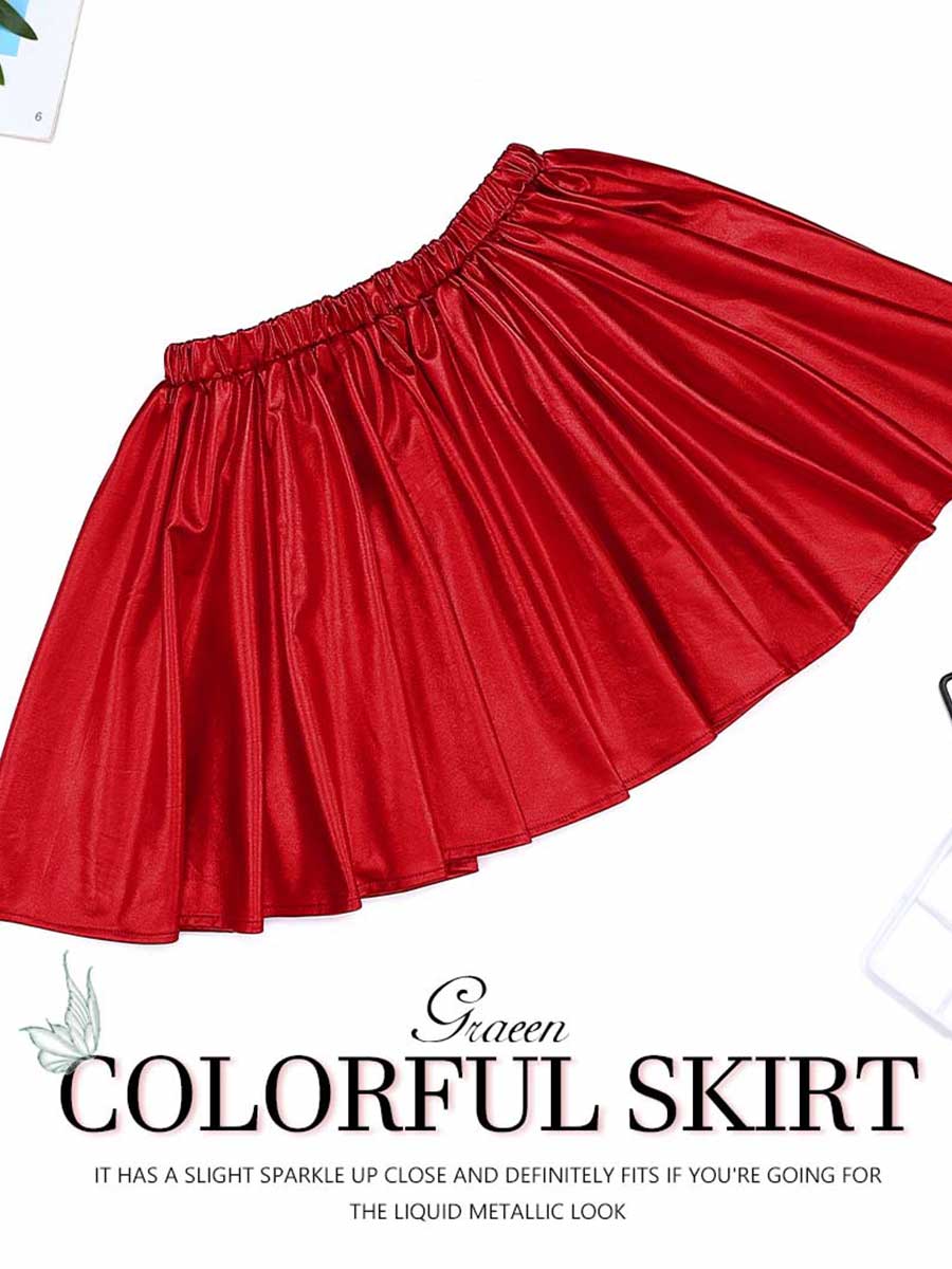 Red Reflective Pleated Skirt - Image 6