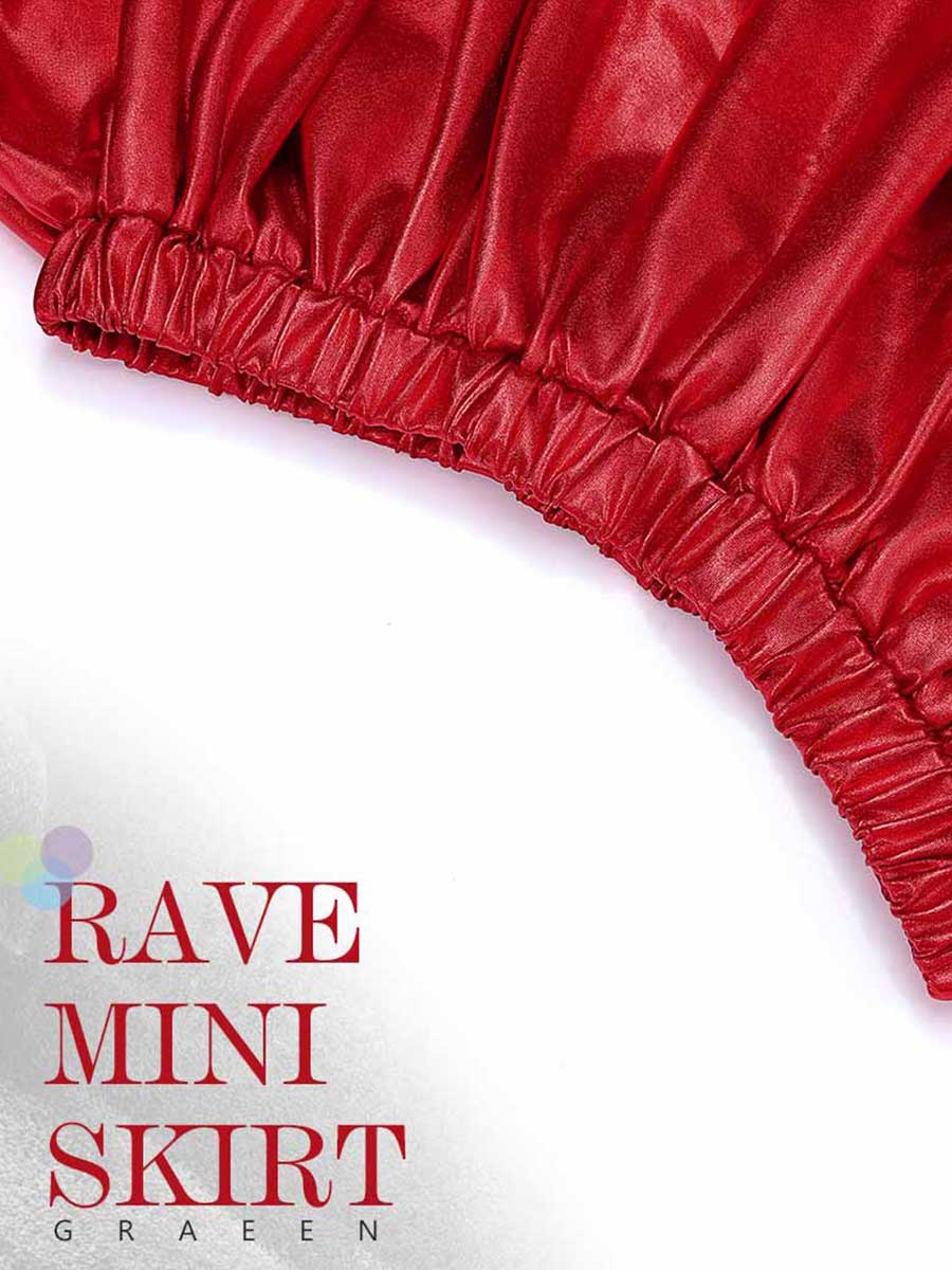 Red Reflective Pleated Skirt - Image 7