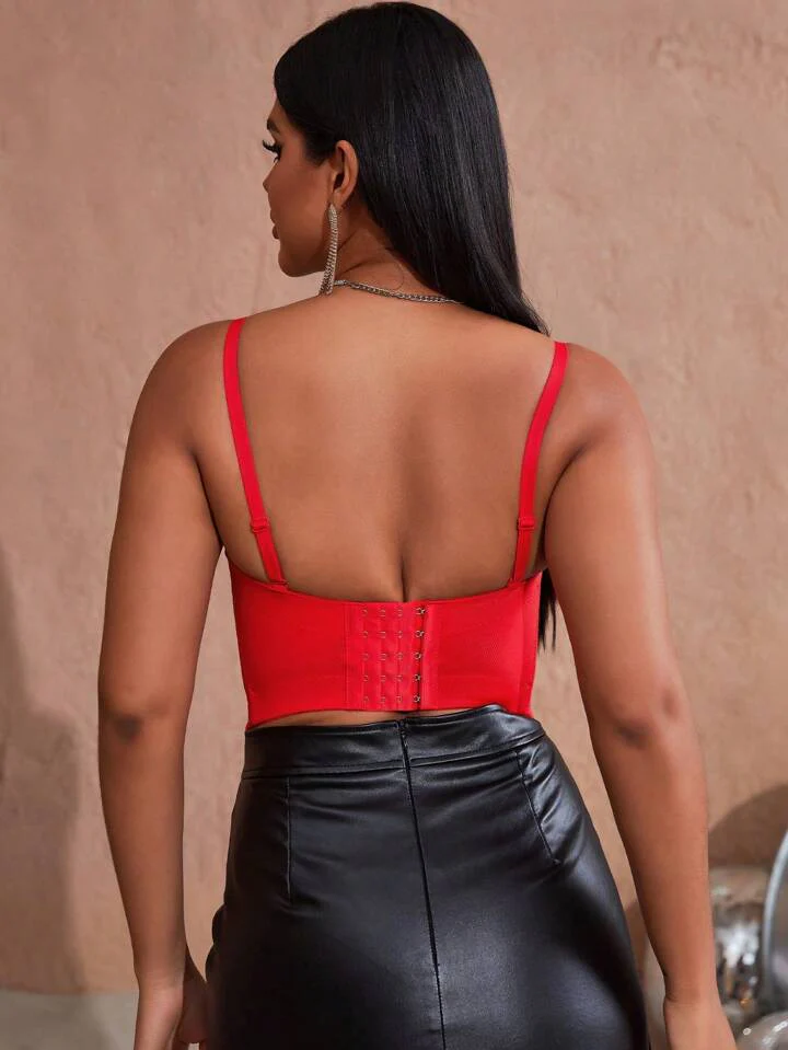 Red Rhinestone Bra - Sparkly Crop Top For Clubs, Bars - Image 6