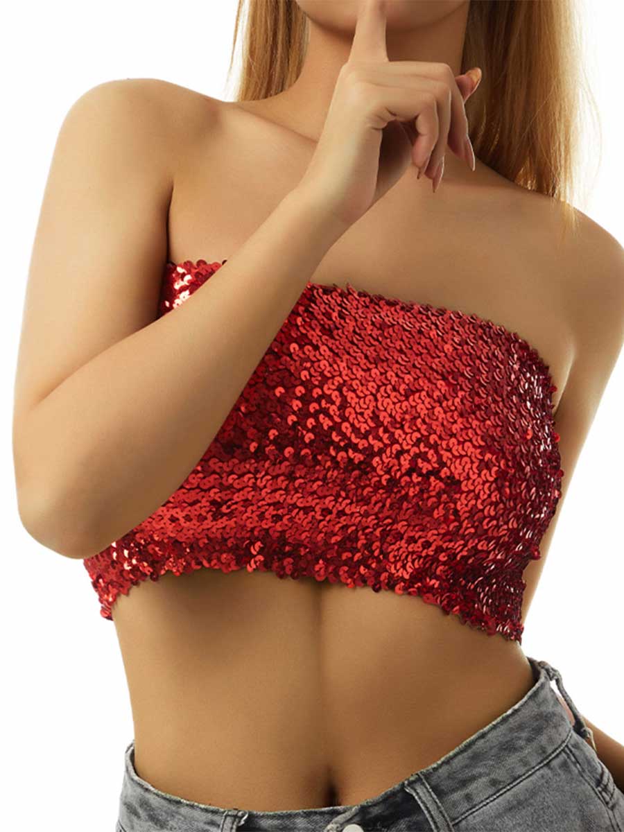 Red Sequin Tube Top - Image 3