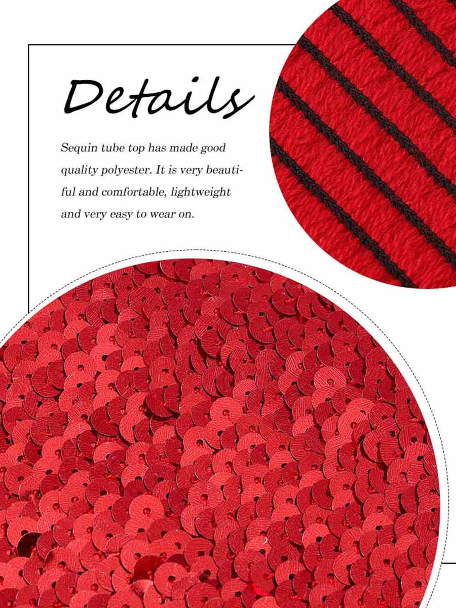 Red Sequin Tube Top - Image 4