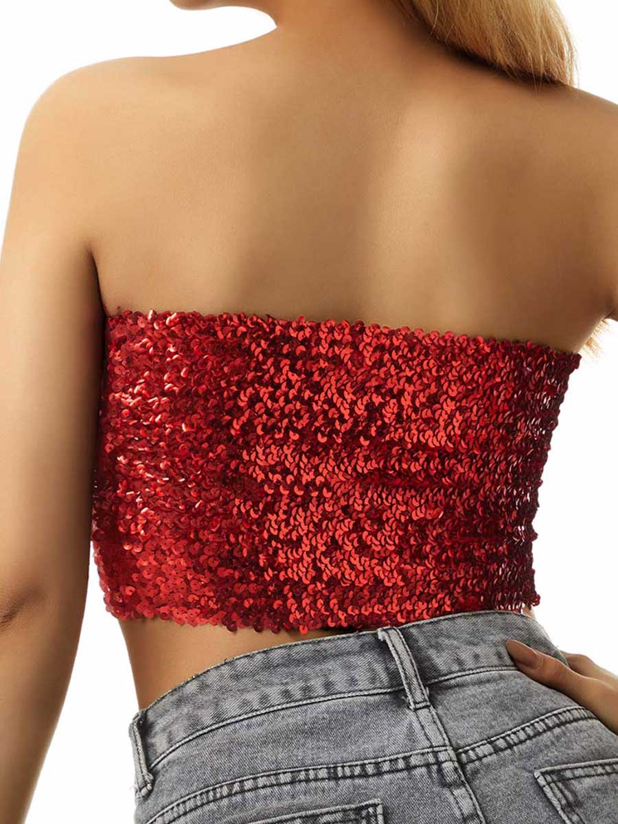 Red Sequin Tube Top - Image 5