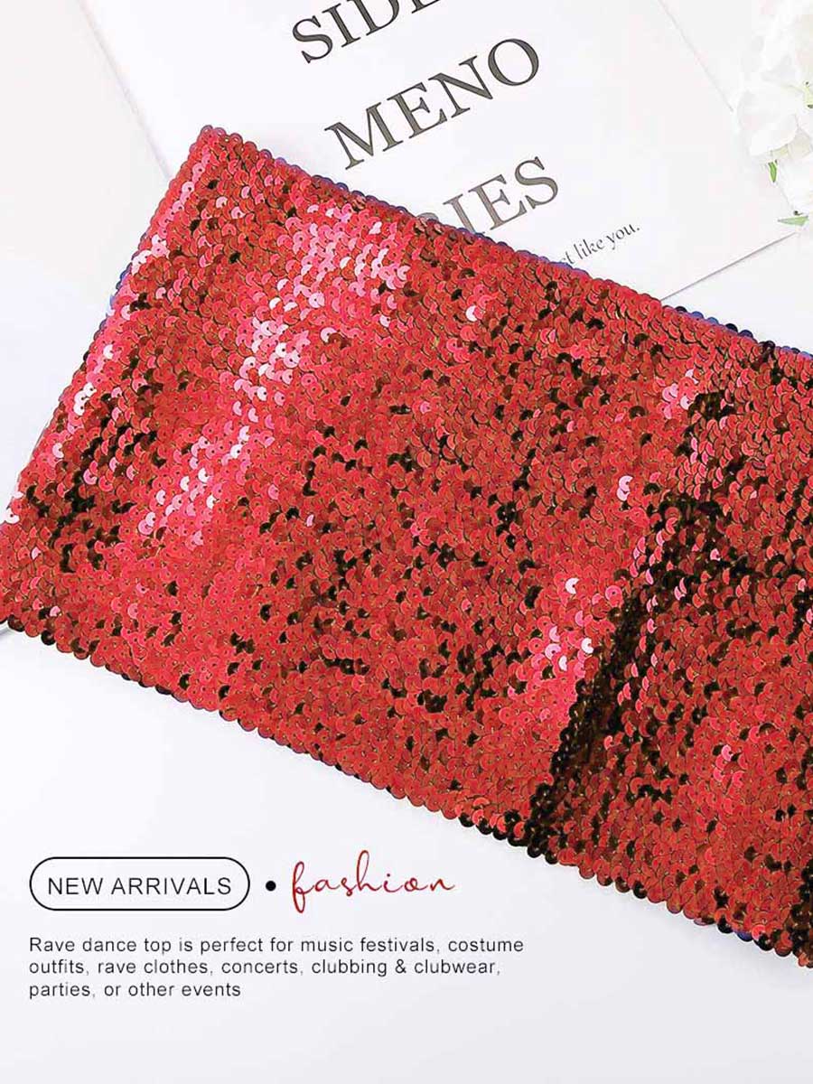 Red Sequin Tube Top - Image 6