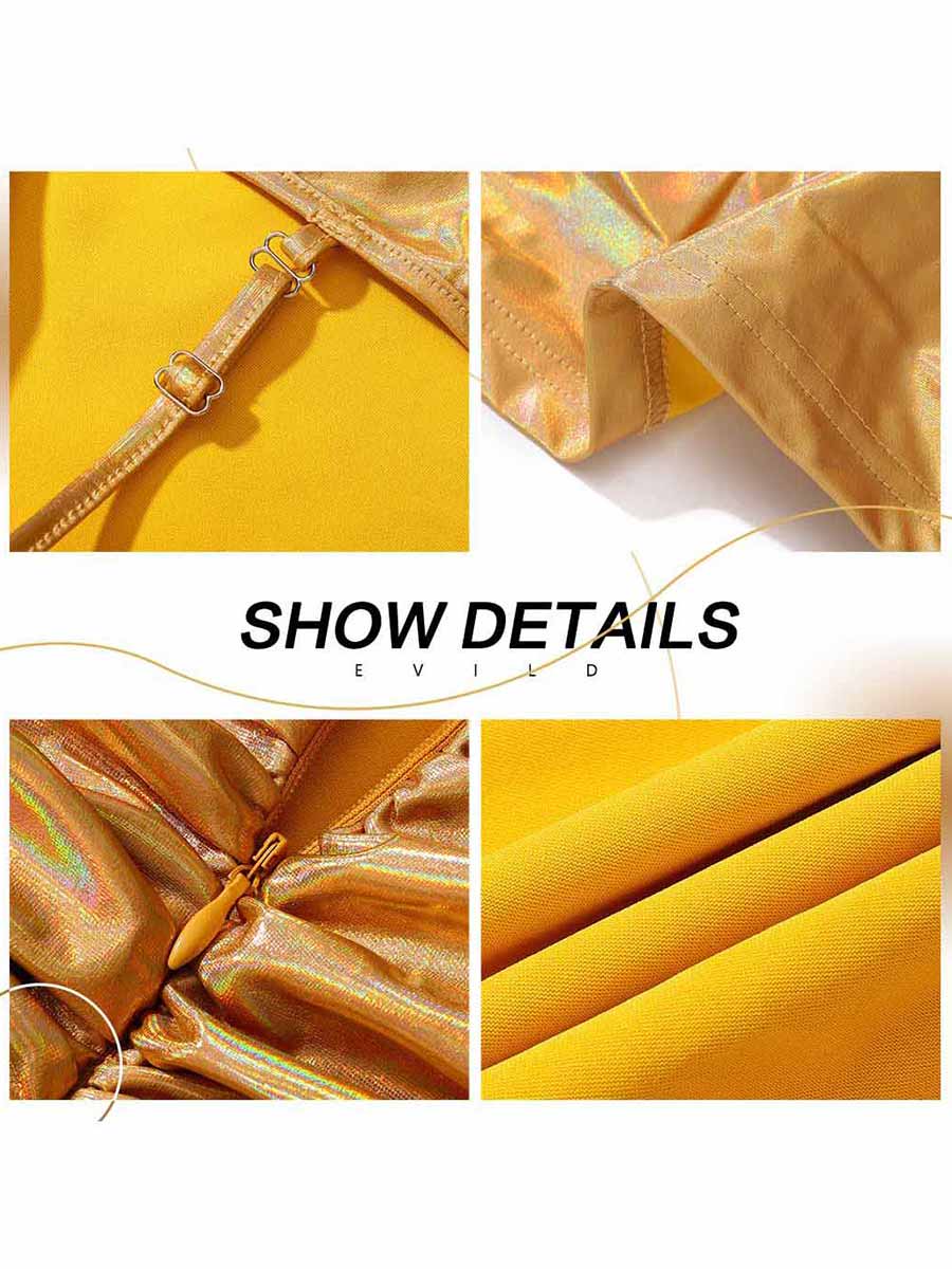 Reflective Gold Slip Mini Dress - Image 3