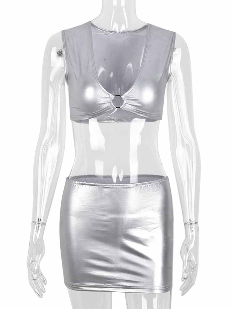 Reflective Silver Two Piece Set - Image 2
