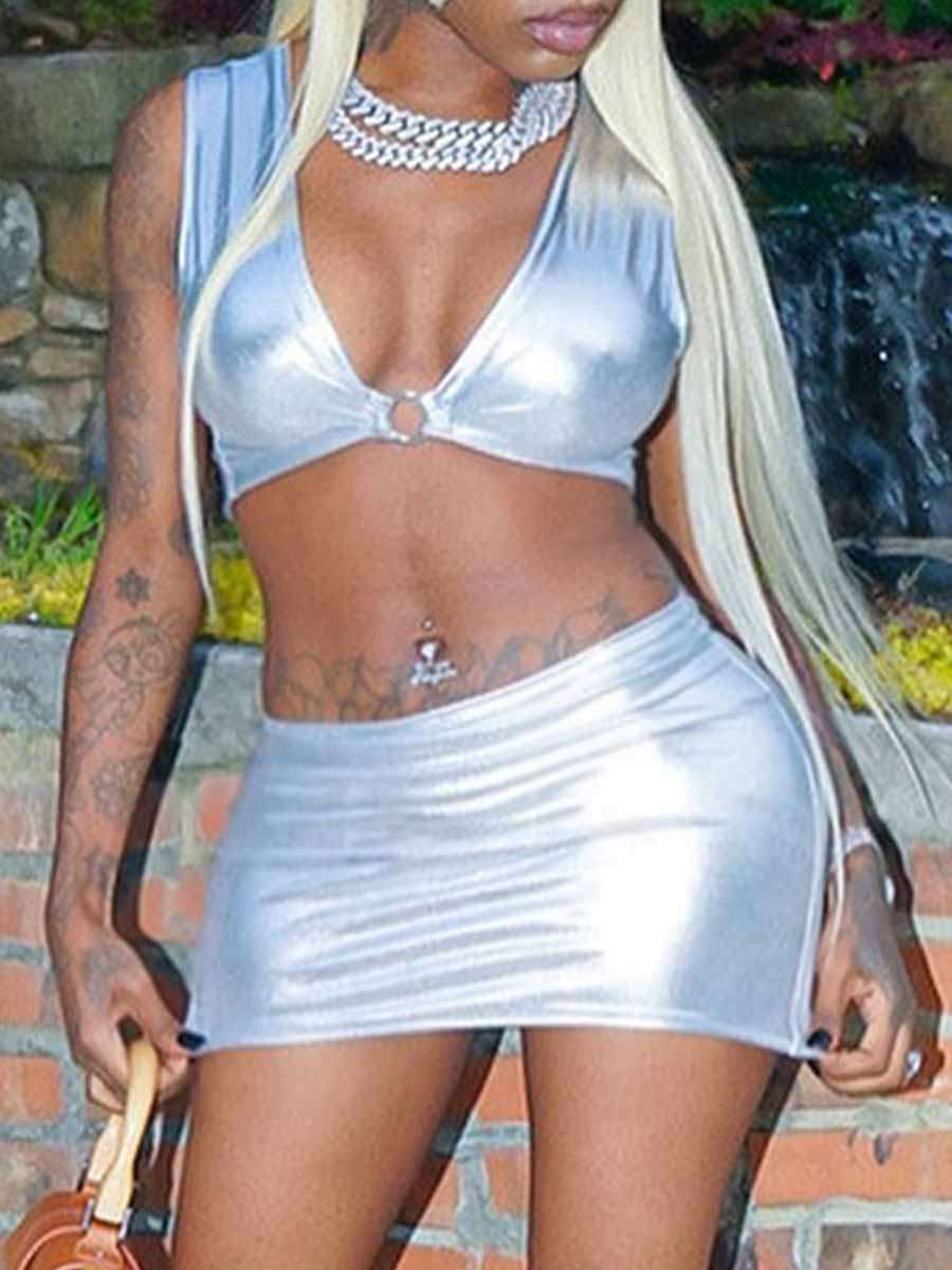 Reflective Silver Two Piece Set - Image 4