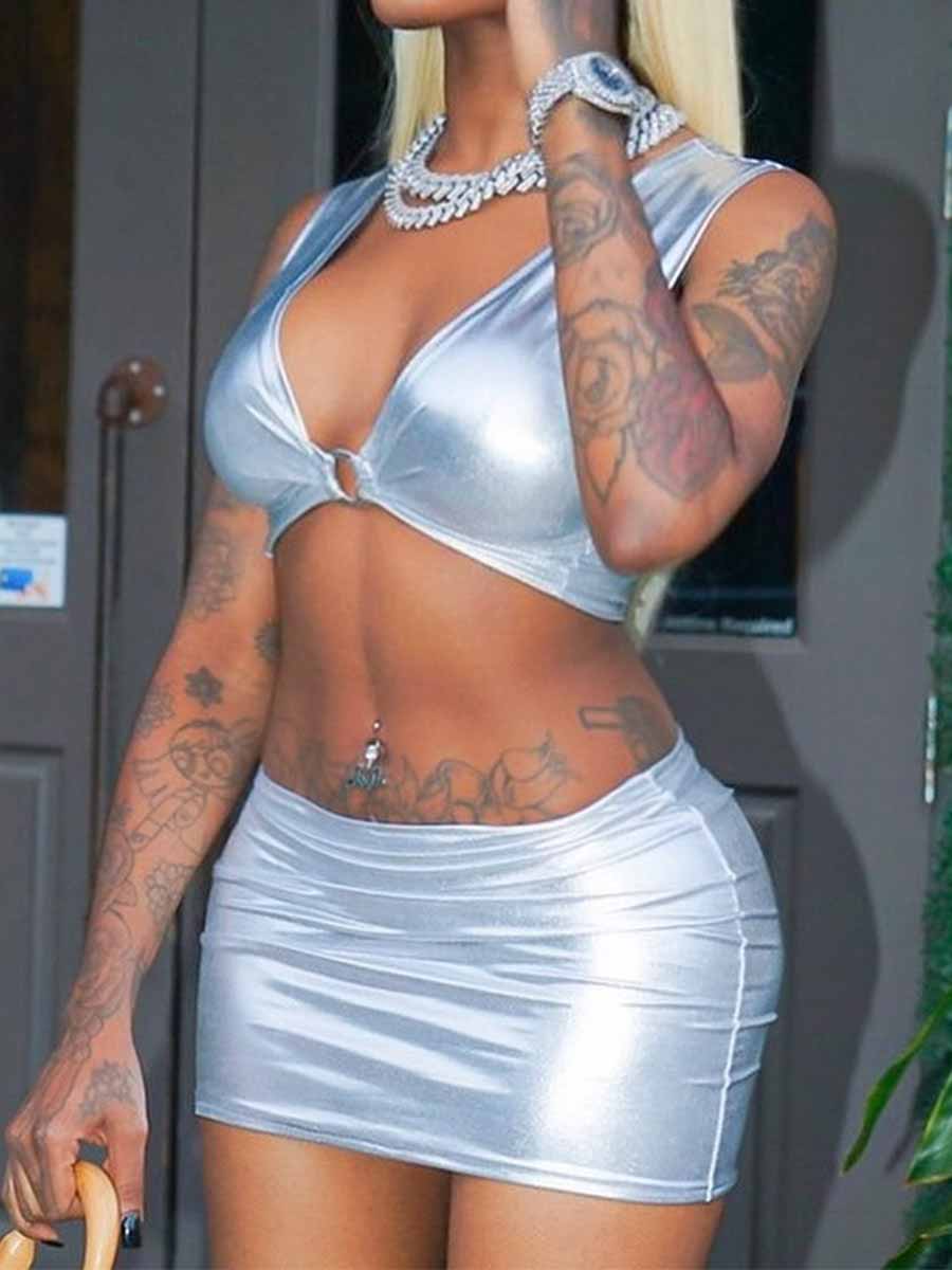 Reflective Silver Two Piece Set - Image 5