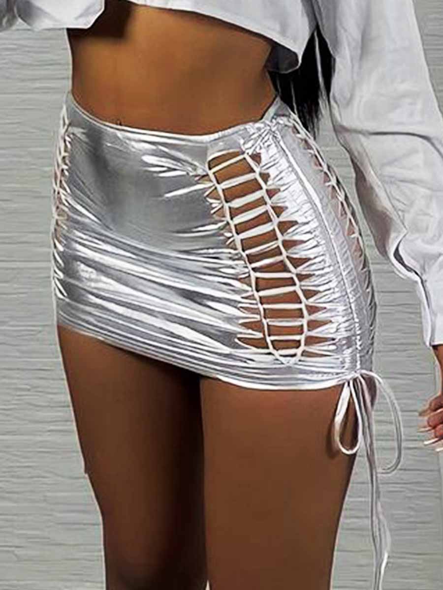 Reflective Tight Mini Skirt - Image 4