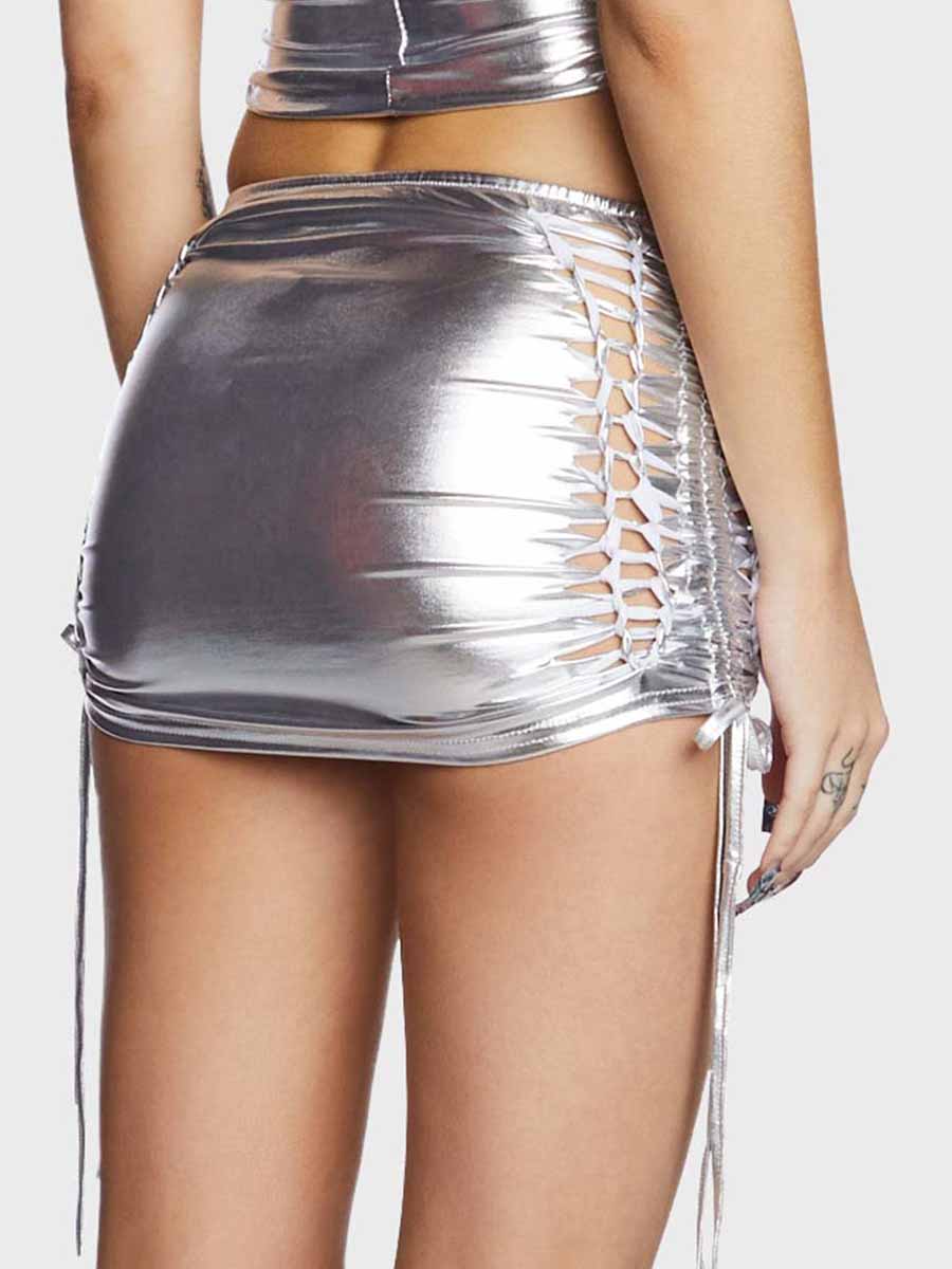 Reflective Tight Mini Skirt - Image 5