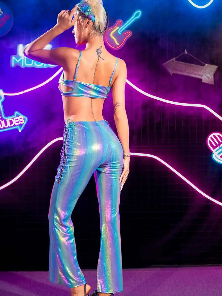 Ombre Reflective Two Piece Pant Set â€?Sexy Nightclub Suit - Image 3
