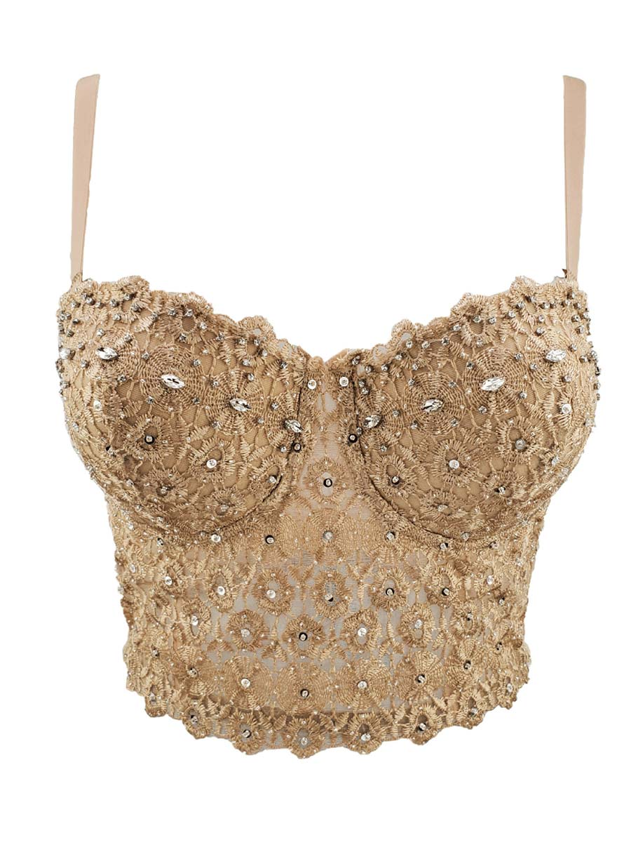 Rhinestone Embroidered Lace Cami Top - Image 4