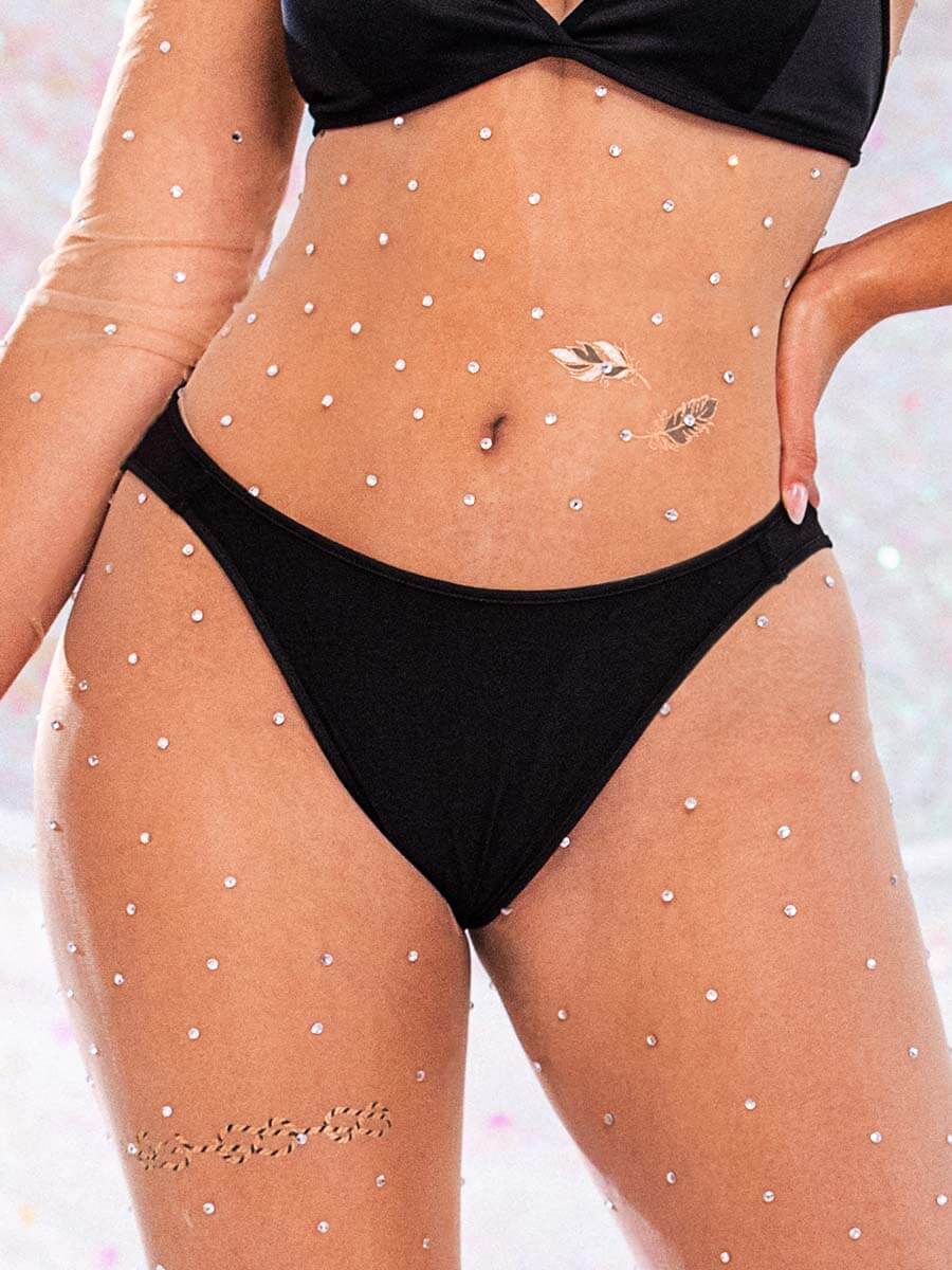 Rhinestone Nude Jumpsuit - Ultra-thin Crew Neck Jumpsuit - Image 3