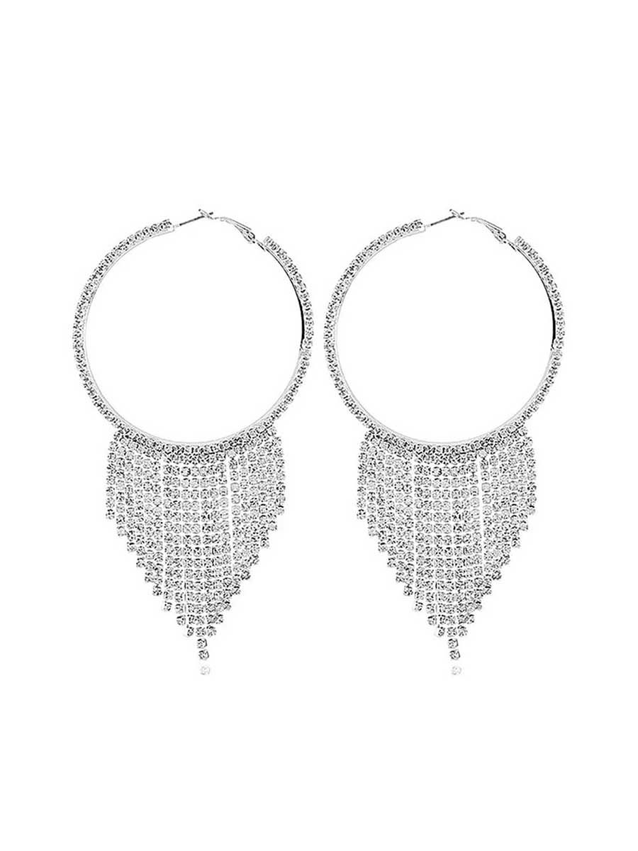 Rhinestone Tassel Sparkling Earrings - Image 2