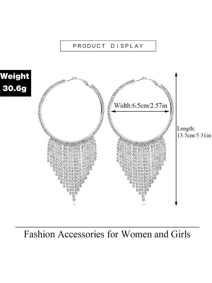 Rhinestone Tassel Sparkling Earrings - Image 3
