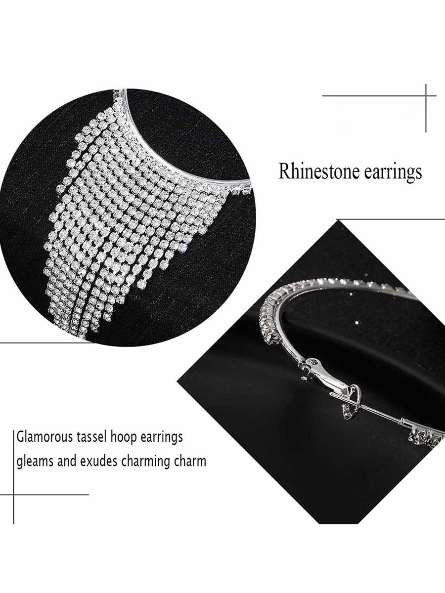 Rhinestone Tassel Sparkling Earrings - Image 5
