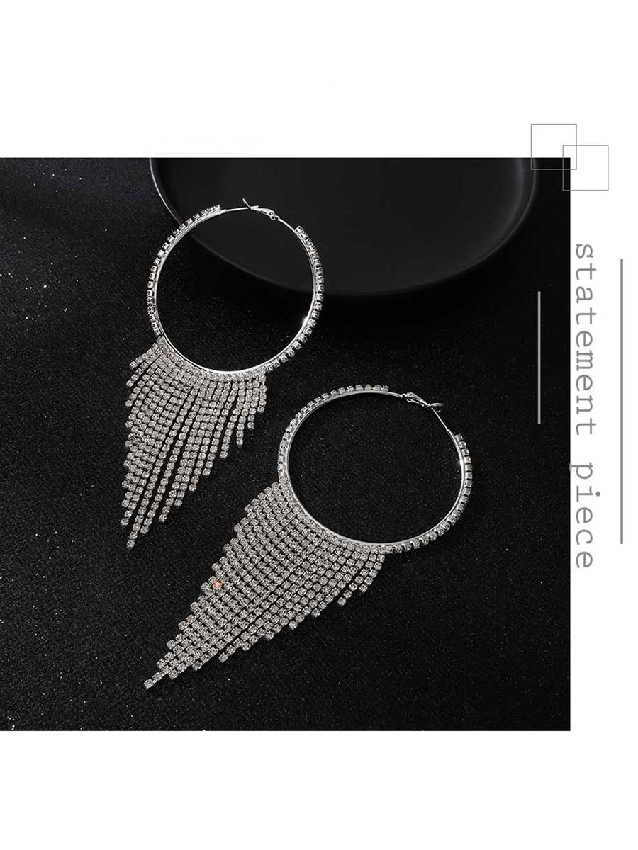Rhinestone Tassel Sparkling Earrings - Image 6