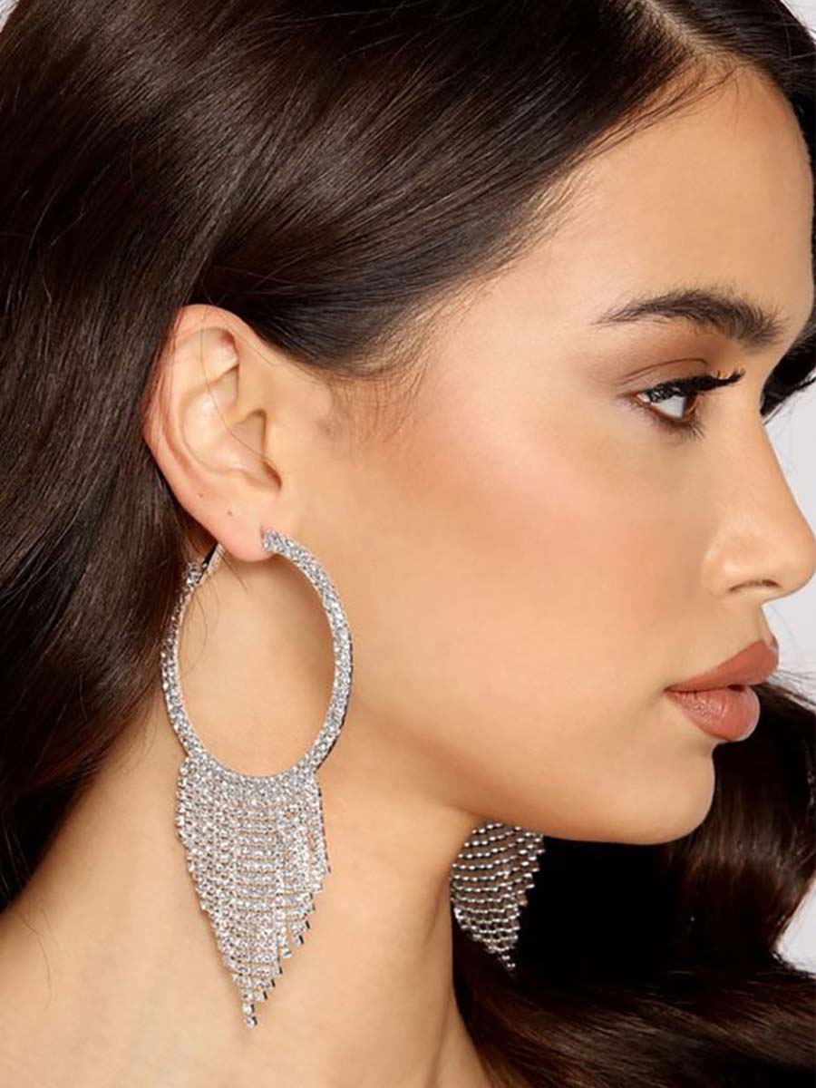 Rhinestone Tassel Sparkling Earrings - Image 7