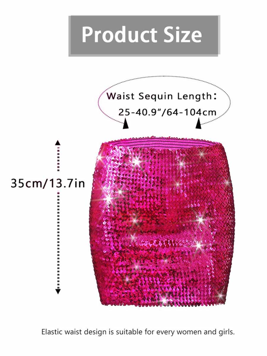 Rose Pink Glitter Tight Mini Skirt - Image 4