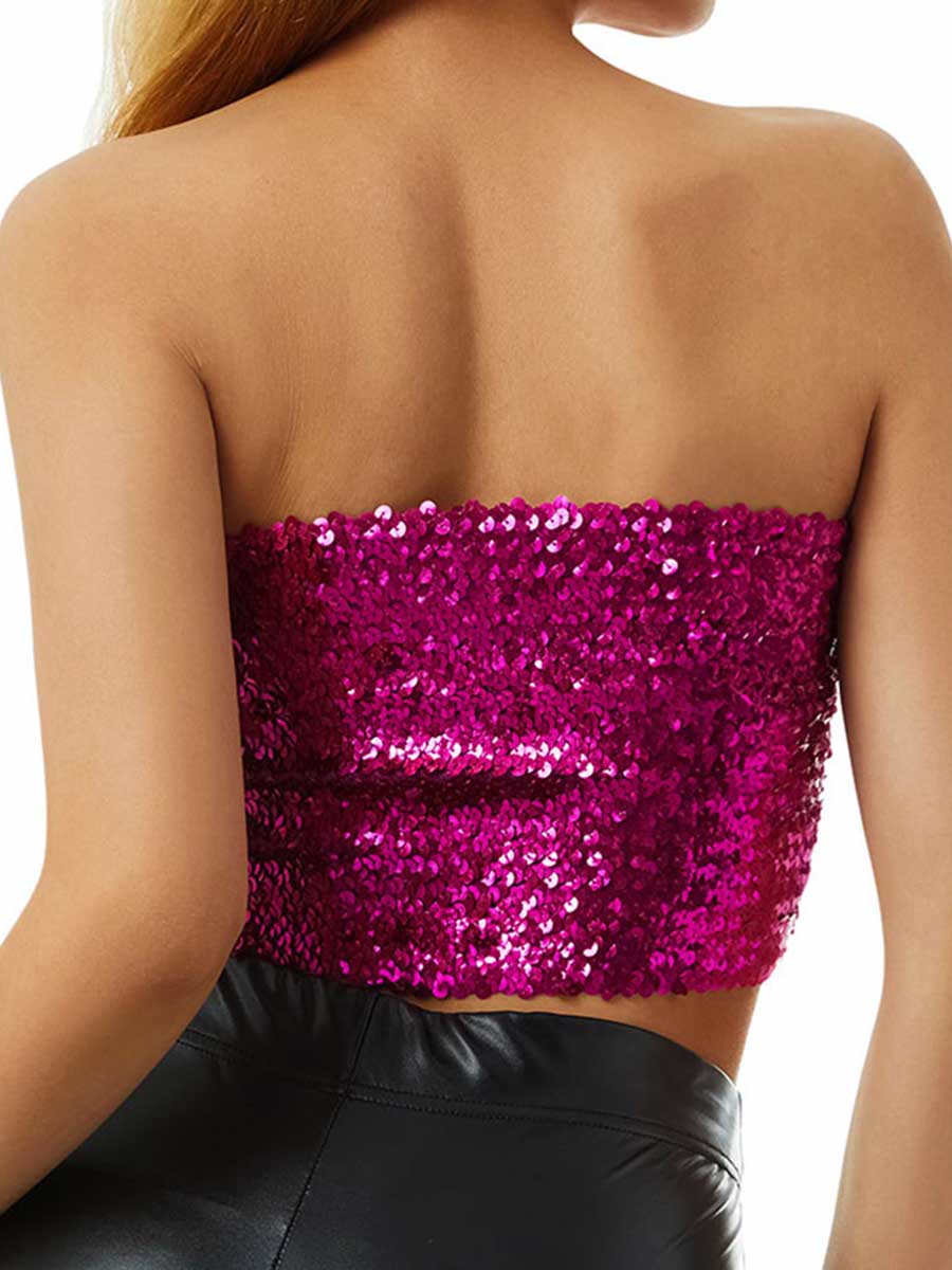 Rose Red Sequin Tube Top - Image 5