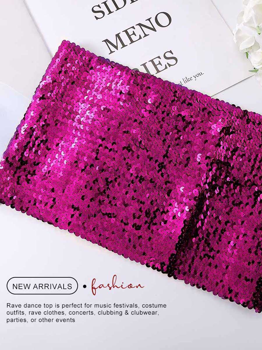 Rose Red Sequin Tube Top - Image 6
