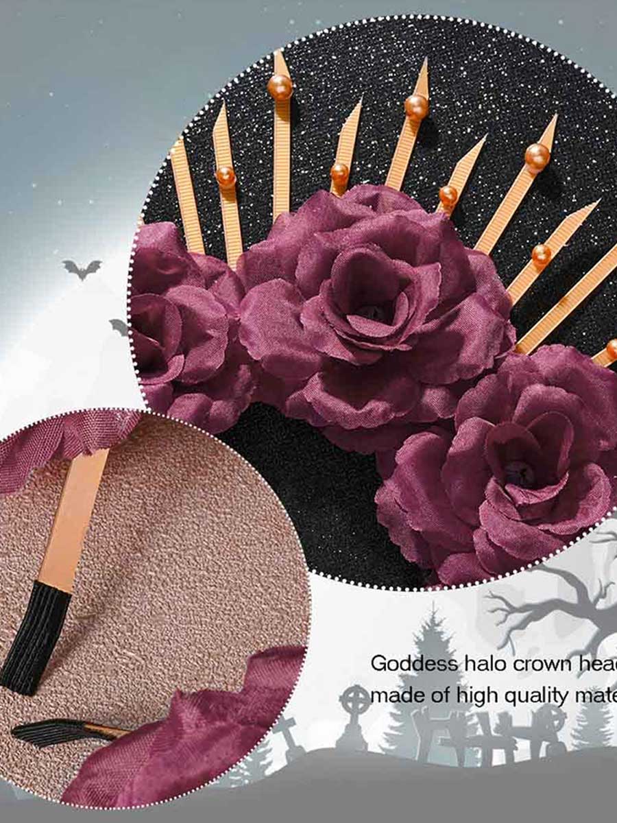Rose Wreath Goddess Spike Crown - Image 4
