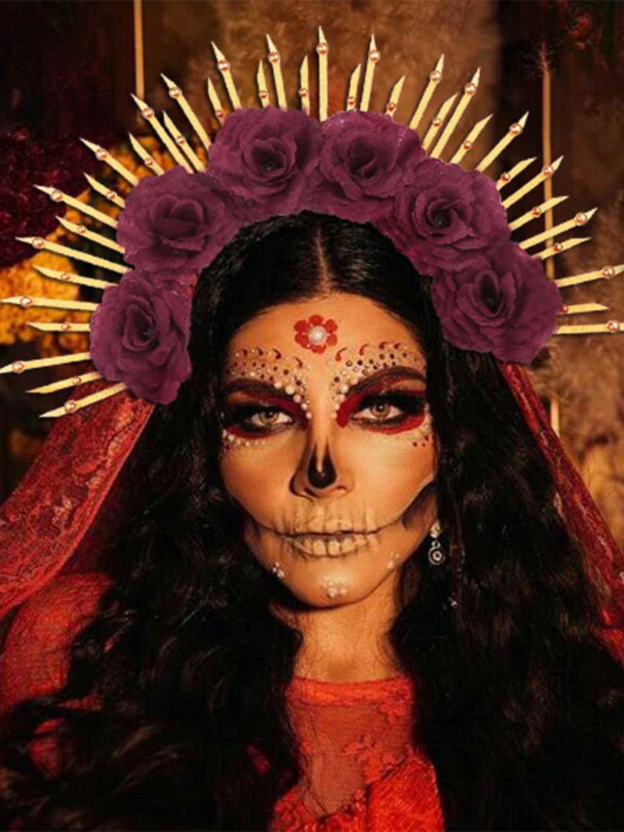 Rose Wreath Goddess Spike Crown - Image 5