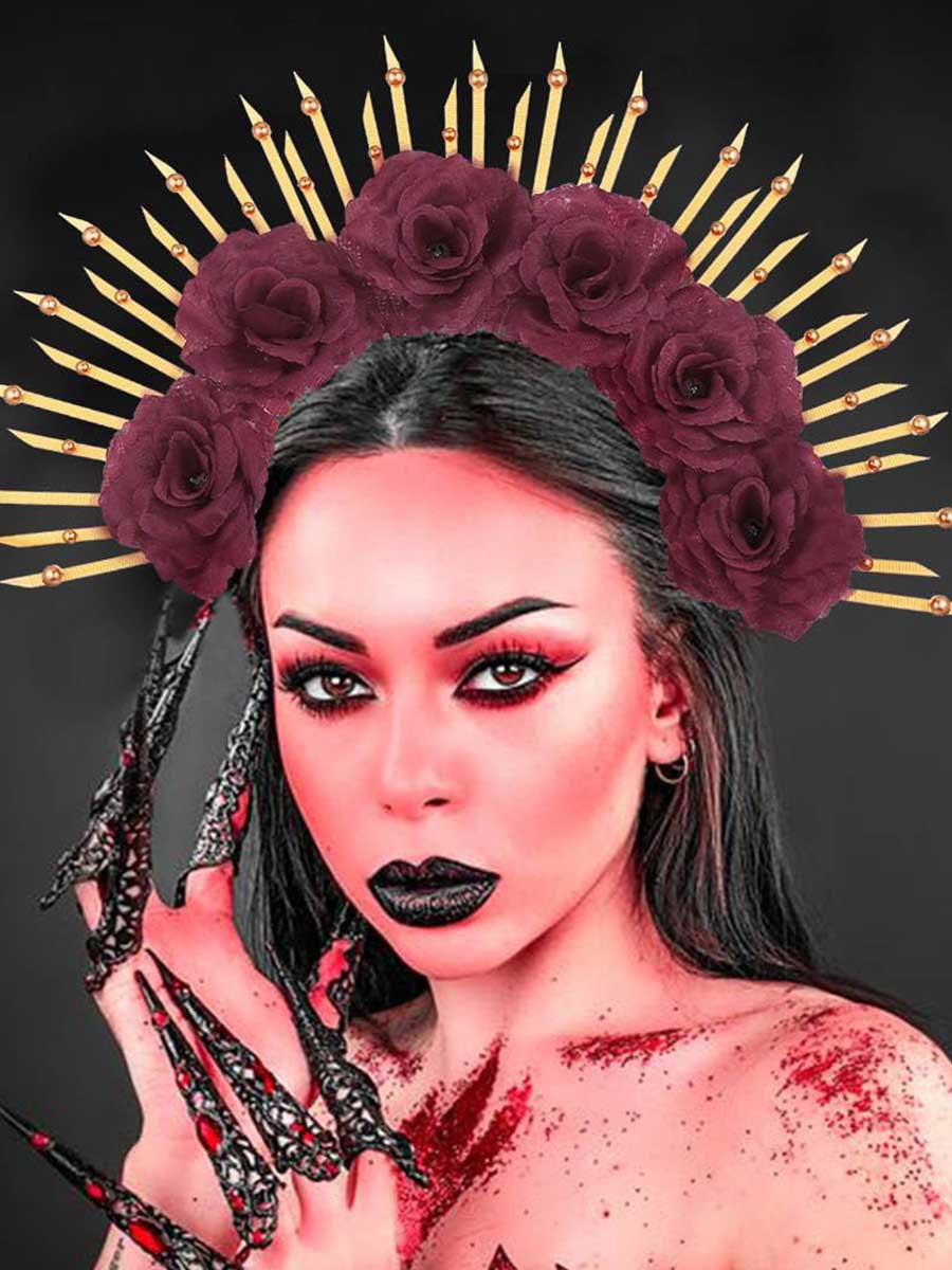 Rose Wreath Goddess Spike Crown - Image 7