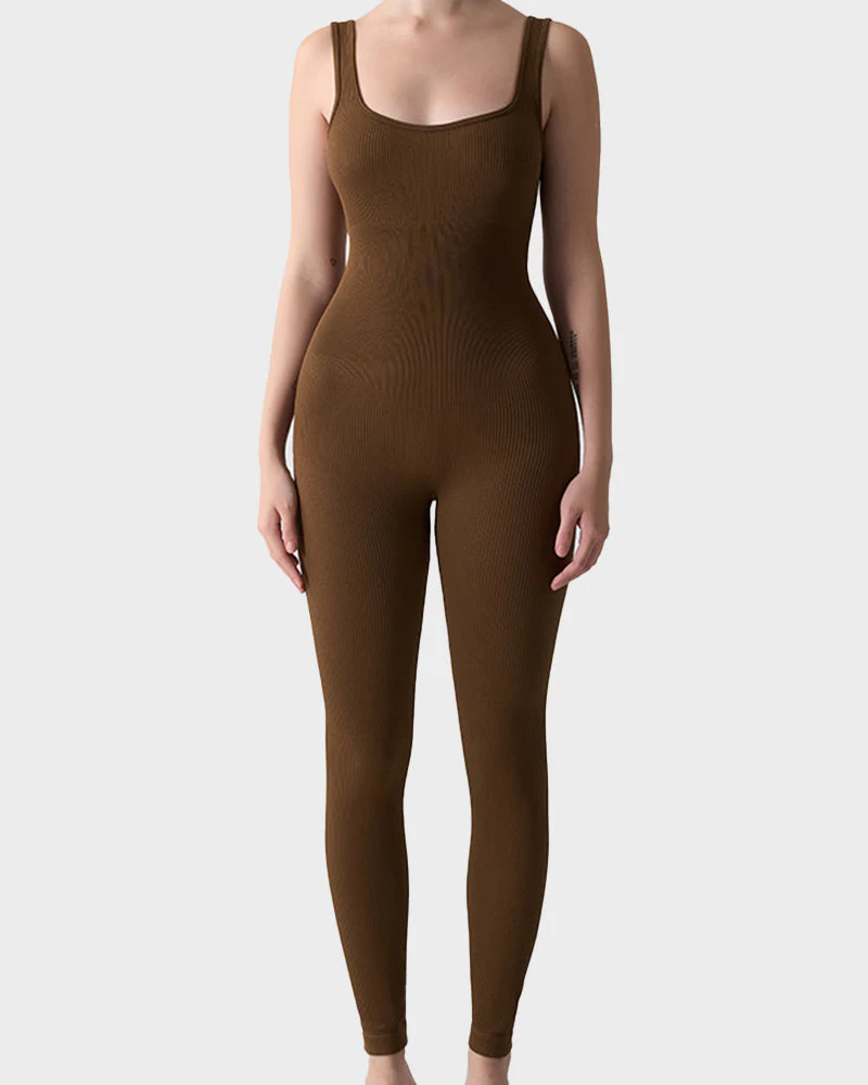 Seamless Square Neck Sculpting Sport Jumpsuit - Image 10