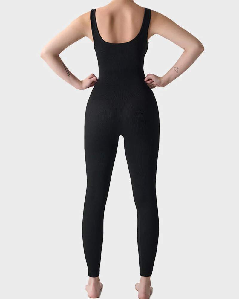 Seamless Square Neck Sculpting Sport Jumpsuit - Image 3