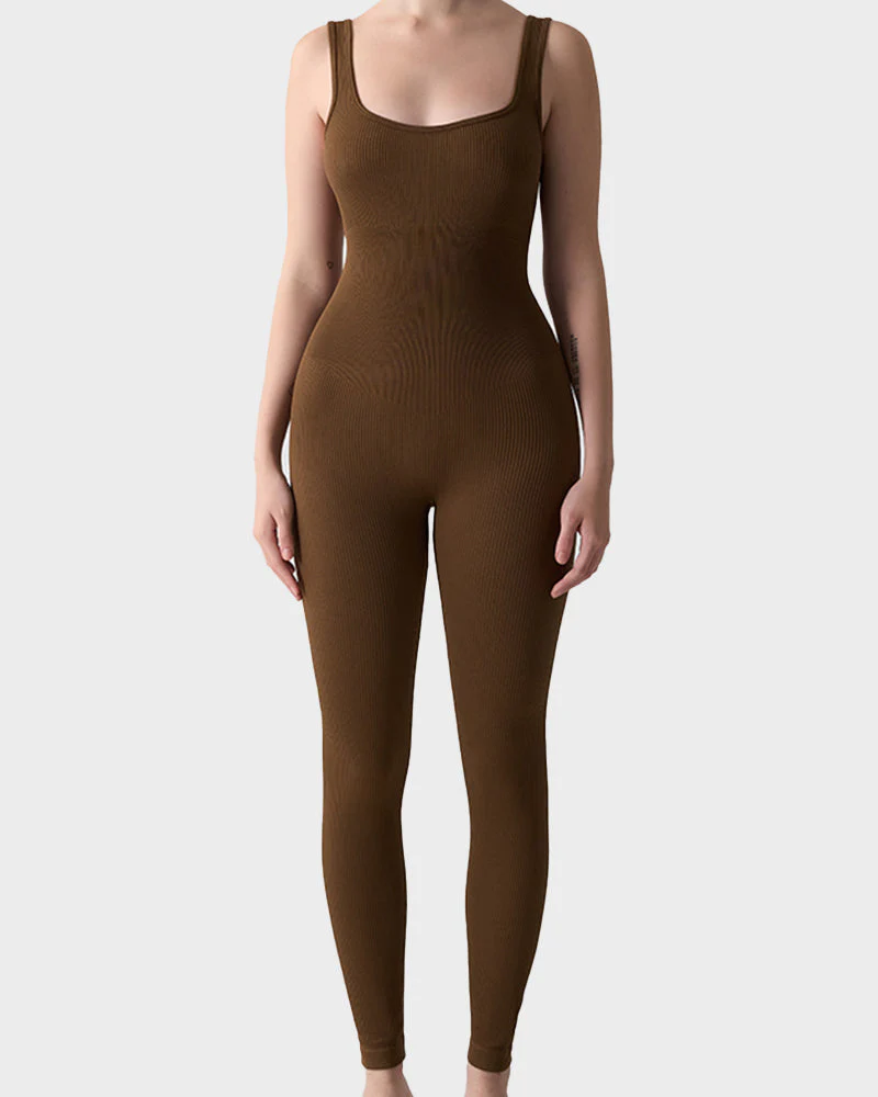 Seamless Square Neck Sculpting Sport Jumpsuit - Image 8