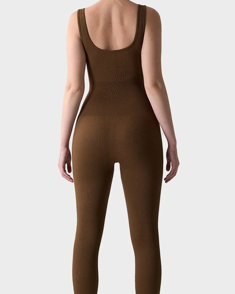 Seamless Square Neck Sculpting Sport Jumpsuit - Image 9