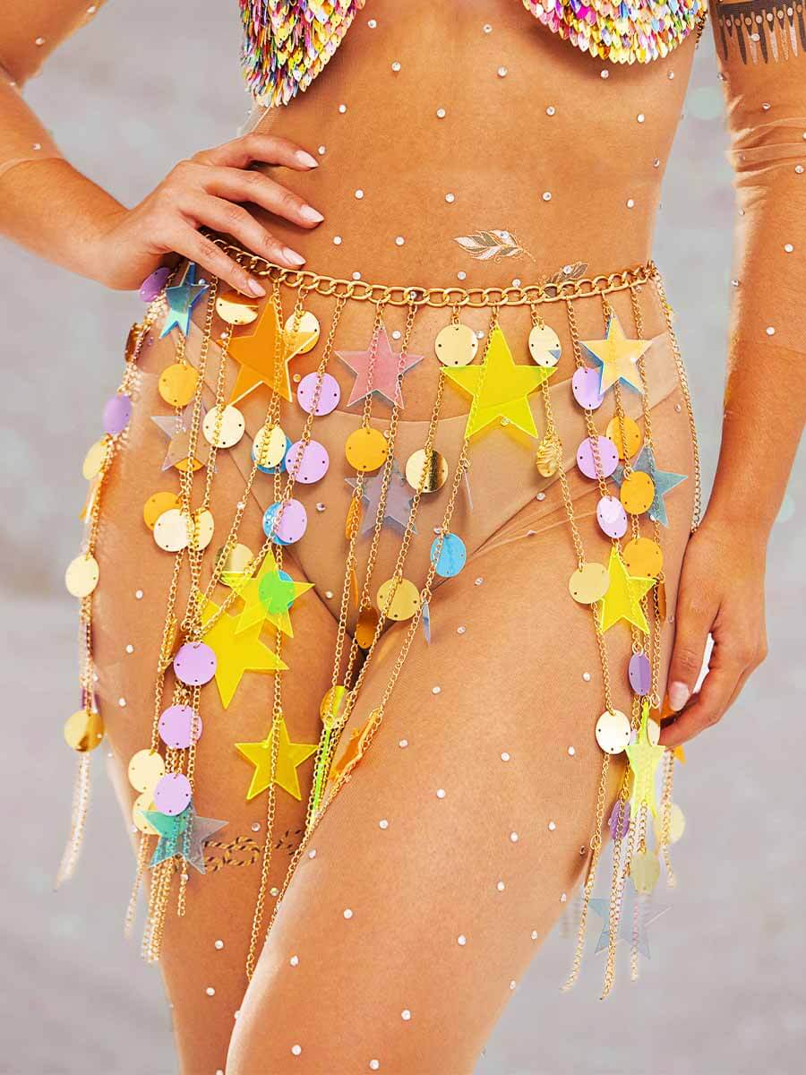 Sequin Fringe Skirt - Star Sequin and Circle Sequin Skirt - Image 2