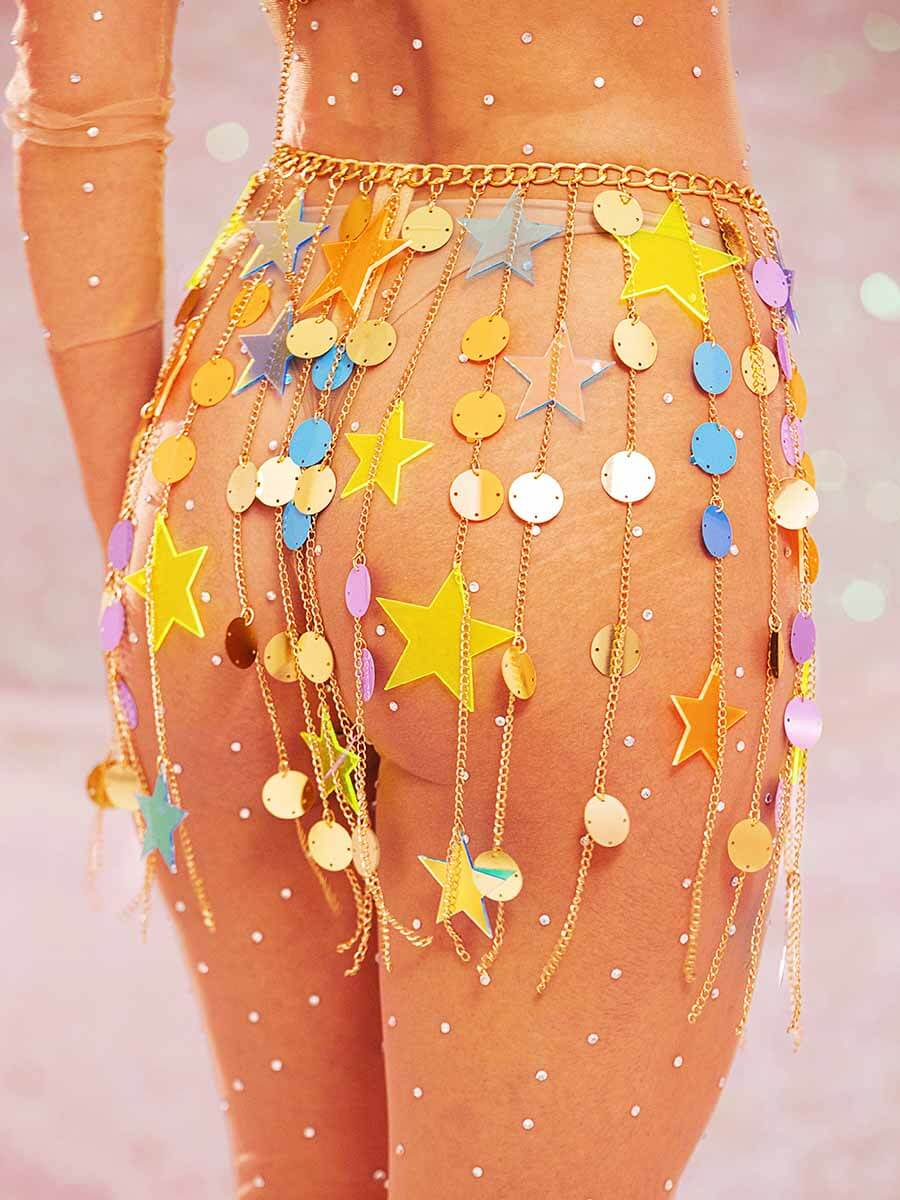 Sequin Fringe Skirt - Star Sequin and Circle Sequin Skirt - Image 7